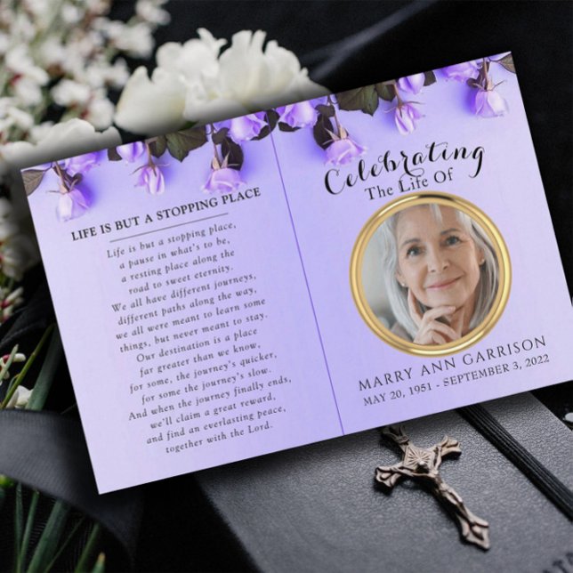 Budget Purple Photo Celebration of Life Program (Creator Uploaded)