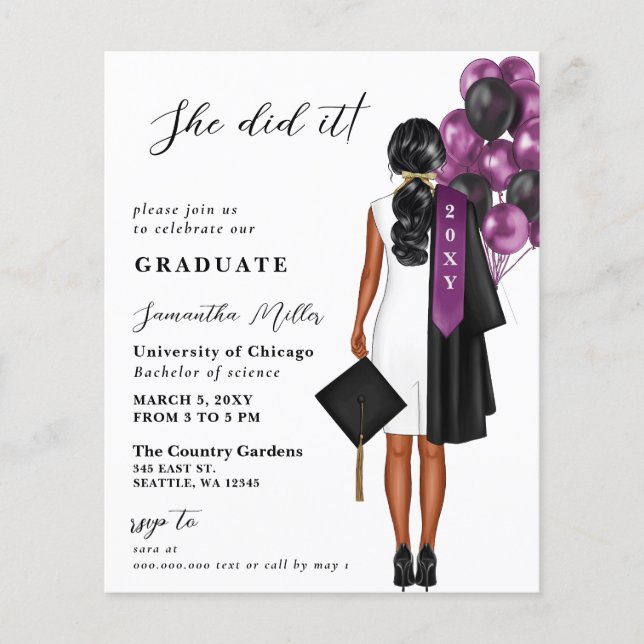 Budget Purple Photo She Did It Graduation (Front)