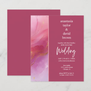 Budget Purple Pink Modern Wedding Invitation