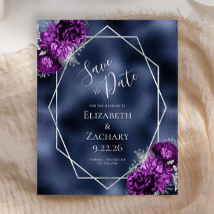 Budget Purple Plum Silver Floral Navy Foil Wedding