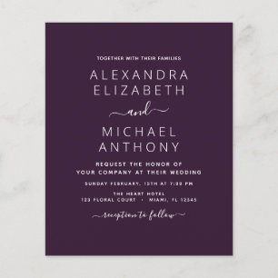 Budget Purple Plum Wedding Invitation Flyer