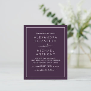 Budget Purple Plum Wedding Modern Typography