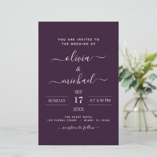 Budget Purple Plum Wedding Modern Typography