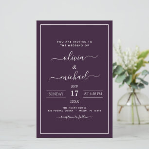 Budget Purple Plum Wedding Modern Typography