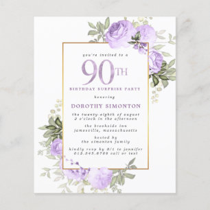 Budget Purple Rose 90th Birthday Surprise Party