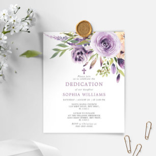 Budget Purple Rose Floral Dedication Invitation