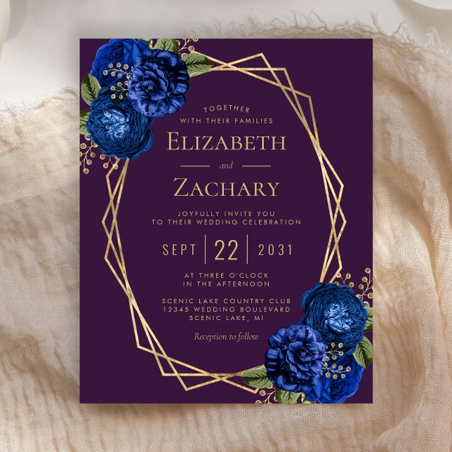 Budget Purple Royal Blue Floral Gold Wedding (Creator Uploaded)