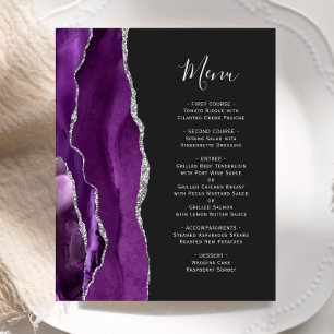 Budget Purple Silver Agate Dark Wedding Menu