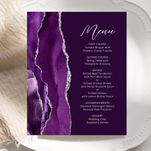 Budget Purple Silver Agate Plum Wedding Menu