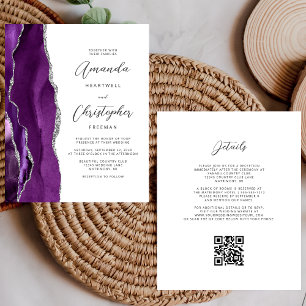 Budget Purple Silver Agate QR Code Wedding