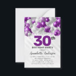 Budget Purple Silver Balloon Glitter 30th Birthday Card<br><div class="desc">Modern Glam Purple Violet Silver Balloon Glitter Sparkle Any Age Birthday Invitation</div>