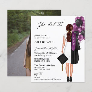 Budget Purple Simple Photo She Did It Graduation