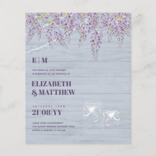 Budget Purple Wisteria Dusty Blue Wedding Flyer