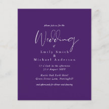 BUDGET Purple Yellow Grey Colours Wedding Invite