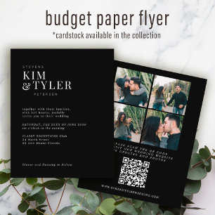 Budget QR CODE 4 photos modern wedding Invitation Flyer