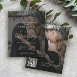 Budget QR CODE black photo wedding invitation<br><div class="desc">Elegant simple minimal white budget affordable custom 2 photo transparent moody black overlay (front and reverse) BUDGET affordable wedding invitation template with your scanning QR CODE featuring a classy stylish chic trendy calligraphy script. Easy to personalize with your details and pictures! The invitation is suitable for trendy modern simple minimal...</div>