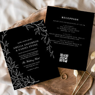 Budget QR Code Black & White Wedding Invitation Flyer