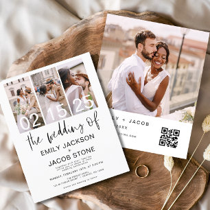 Budget QR Code Calligraphy Wedding Invitation