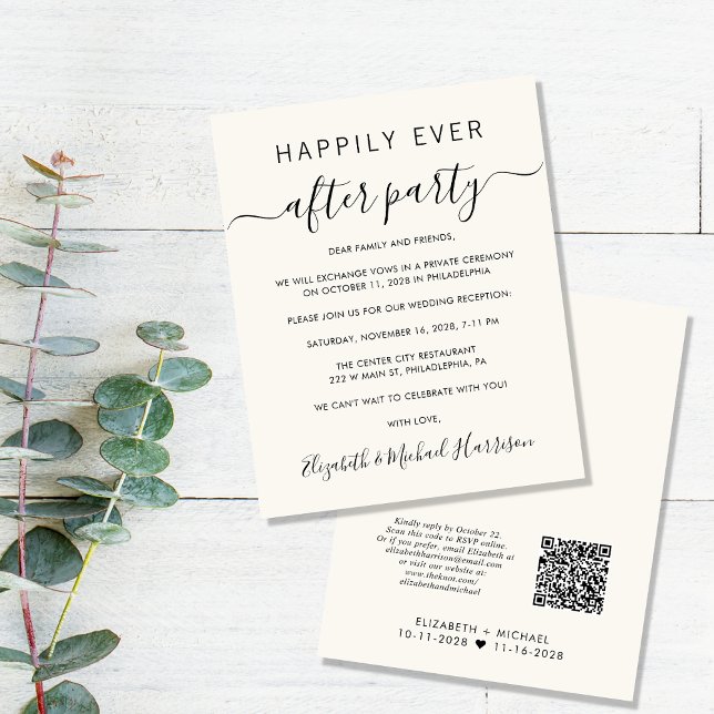 Budget QR Code Cream Wedding ReceptIon Invitation (Creator Uploaded)