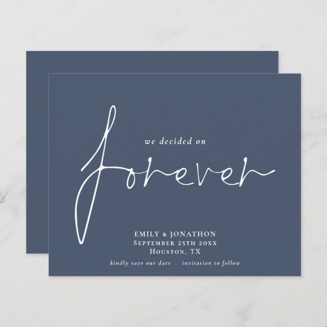 Budget QR Code Decided on Forever Navy Save Date (Front/Back)