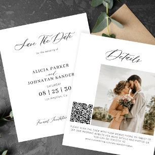 Budget QR code elegant photo wedding save the date