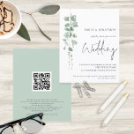 Budget QR Code Eucalyptus Wedding Invitation<br><div class="desc">A value for money BUDGET alternative on a smaller size 4.5 x 5.6” semi-gloss 110lbs weight, which is of similar thickness to a postcard (however is not suitable to use as a postcard.). PLEASE NOTE there is ONE invite per sheet Budget QR code Eucalyptus Wedding Invitation. Add your QR code...</div>