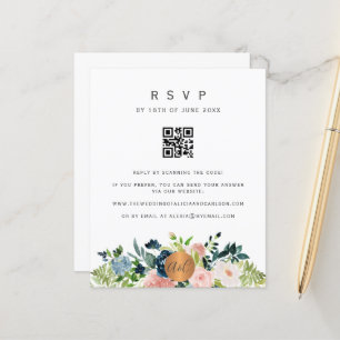 Budget QR CODE floral elegant invitation RSVP