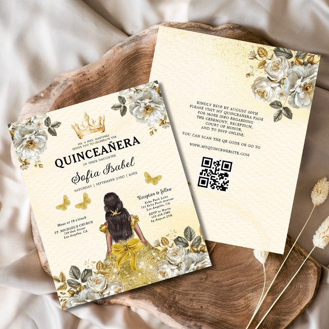 Budget QR Code Floral Gold Butterfly Princess  (Creator Uploaded)