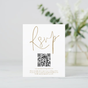 Budget QR Code Gold Script Wedding RSVP