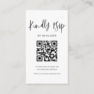 Budget QR Code Minimalist RSVP Wedding Website Enclosure Card