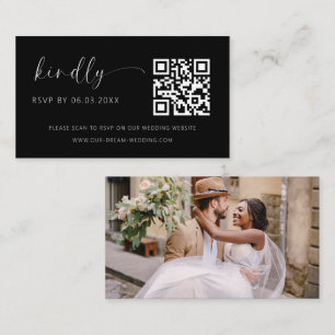 Budget QR Code Minimalist RSVP Wedding Website Enclosure Card