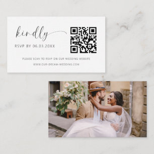 Budget QR Code Minimalist RSVP Wedding Website Enclosure Card