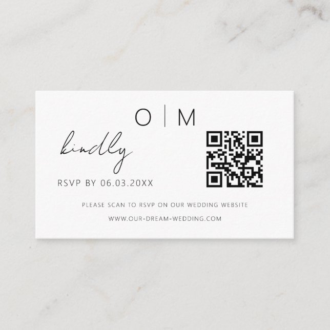 Budget QR Code Minimalist RSVP Wedding Website Enclosure Card (Front)