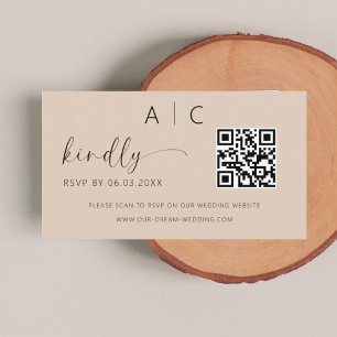 Budget QR Code Minimalist RSVP Wedding Website Enclosure Card