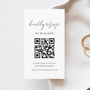 Budget QR Code Minimalist RSVP Wedding Website Enclosure Card
