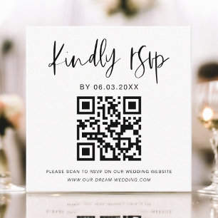 Budget QR Code Minimalist RSVP Wedding Website Enclosure Card