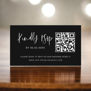 Budget QR Code Minimalist RSVP Wedding Website Enclosure Card