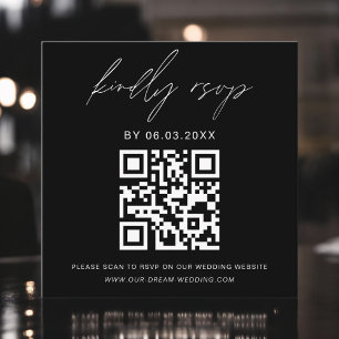 Budget QR Code Minimalist RSVP Wedding Website Enclosure Card