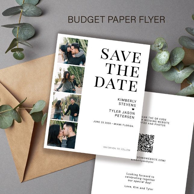 Budget QR CODE multi photo wedding save the date Flyer (Creator Uploaded)
