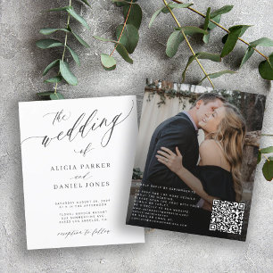 Budget QR code photo elegant wedding Invitation
