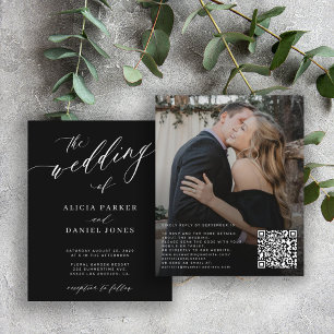 Budget QR code photo modern wedding Invitation