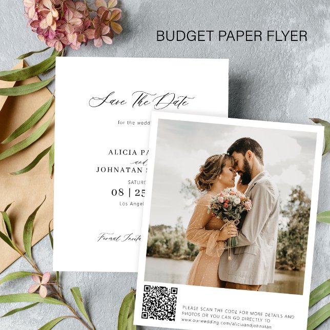 Budget QR code photo wedding save the date Flyer (Creator Uploaded)