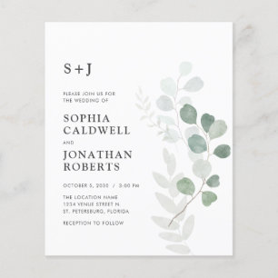 Budget QR Code RSVP Eucalyptus Wedding Invitation