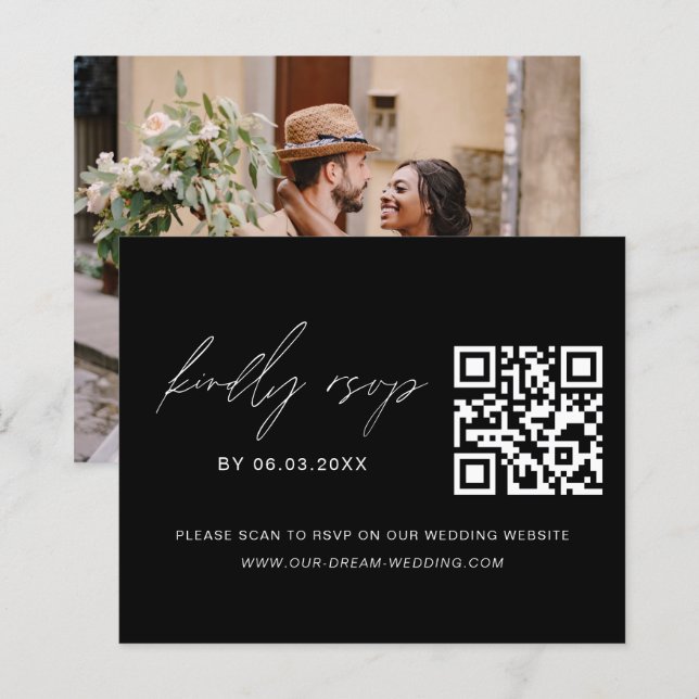 Budget QR Code RSVP Photo Wedding Website (Front/Back)