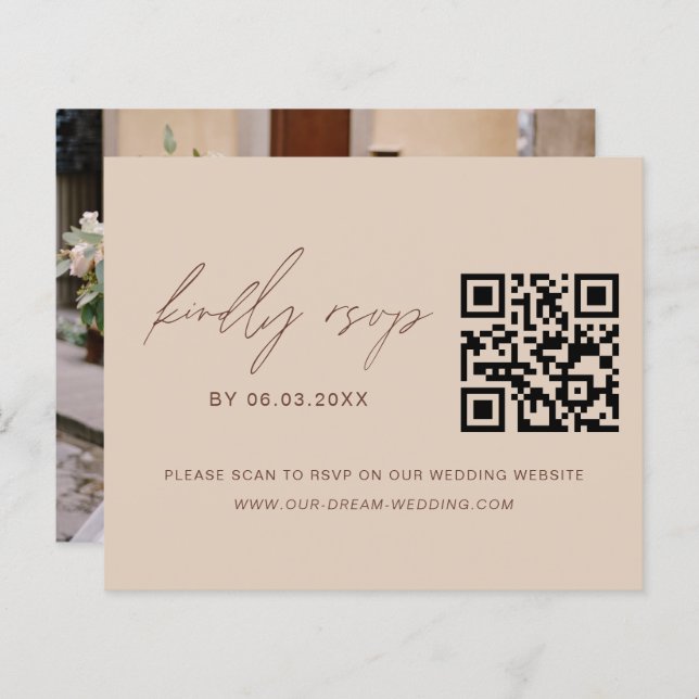 Budget QR Code RSVP Photo Wedding Website (Front/Back)