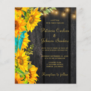 Budget QR code rustic sunflower wedding invitation
