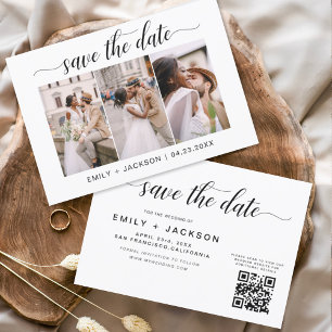 Budget QR Code - Save the Date  Modern 3 Photo Flyer