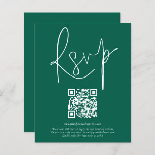 Budget QR Code Script Wedding Emerald RSVP