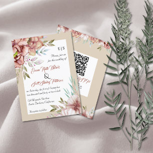 BUDGET QR code terracotta wedding invitation