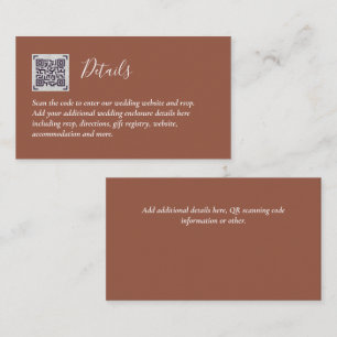 Budget QR Code Website RSVP Hotel Wedding Details  Enclosure Card